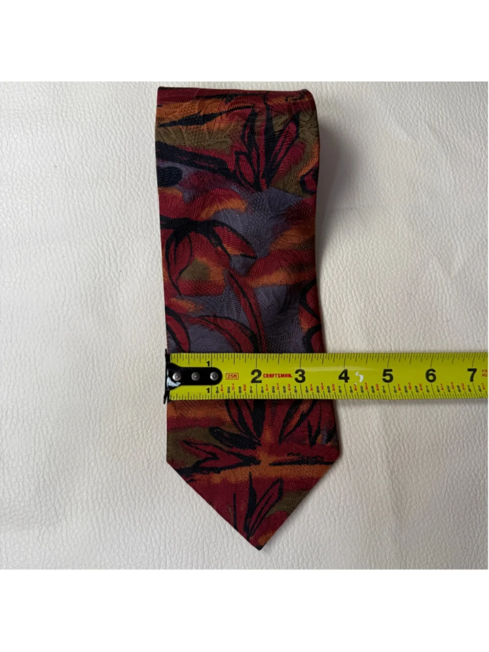 Ermenegildo Zegna Mens Silk Tie Italy Abstract Floral Burgundy Orange Necktie